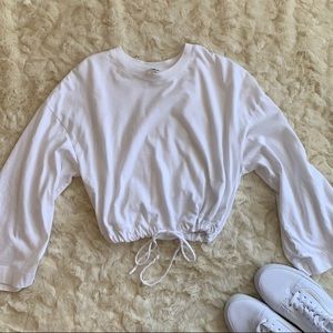 Wilfred Draw-Waist Crop Top Long Sleeve Shirt